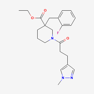 ethyl 3-(2-fluorobenzyl)-1-[3-(1-methyl-1H-pyrazol-4-yl)propanoyl]-3-piperidinecarboxylate