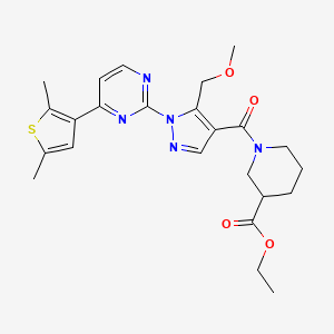 molecular formula C24H29N5O4S B1650582 Ethyl 1-[1-[4-(2,5-dimethylthiophen-3-yl)pyrimidin-2-yl]-5-(methoxymethyl)pyrazole-4-carbonyl]piperidine-3-carboxylate CAS No. 1185579-45-6