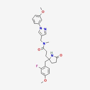 molecular formula C27H31FN4O4 B1650587 3-[2-(2-fluoro-4-methoxybenzyl)-5-oxo-2-pyrrolidinyl]-N-{[1-(3-methoxyphenyl)-1H-pyrazol-4-yl]methyl}-N-methylpropanamide CAS No. 1185718-81-3