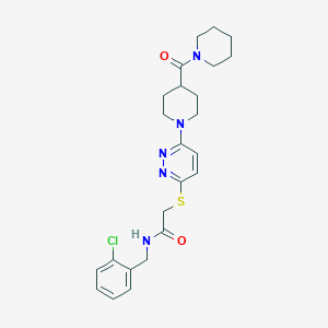 molecular formula C24H30ClN5O2S B1650620 N-[(2-chlorophenyl)methyl]-2-[6-[4-(piperidine-1-carbonyl)piperidin-1-yl]pyridazin-3-yl]sulfanylacetamide CAS No. 1189426-43-4
