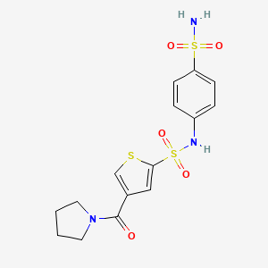 molecular formula C15H17N3O5S3 B1650637 N-[4-(aminosulfonyl)phenyl]-4-(pyrrolidin-1-ylcarbonyl)thiophene-2-sulfonamide CAS No. 1189493-89-7