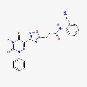molecular formula C22H17N7O4 B1650638 N-(2-cyanophenyl)-3-[3-(4-methyl-3,5-dioxo-2-phenyl-2,3,4,5-tetrahydro-1,2,4-triazin-6-yl)-1,2,4-oxadiazol-5-yl]propanamide CAS No. 1189494-85-6