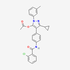 4-{4-[(2-chlorobenzoyl)amino]phenyl}-3-cyclopropyl-1-(3-methylphenyl)-1H-pyrazol-5-yl acetate