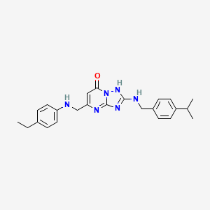 molecular formula C24H28N6O B1650642 5-[(4-ethylanilino)methyl]-2-[(4-isopropylbenzyl)amino][1,2,4]triazolo[1,5-a]pyrimidin-7(4H)-one CAS No. 1189505-36-9