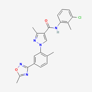 molecular formula C22H20ClN5O2 B1650649 N-(3-chloro-2-methylphenyl)-3-methyl-1-[2-methyl-5-(5-methyl-1,2,4-oxadiazol-3-yl)phenyl]pyrazole-4-carboxamide CAS No. 1189671-28-0