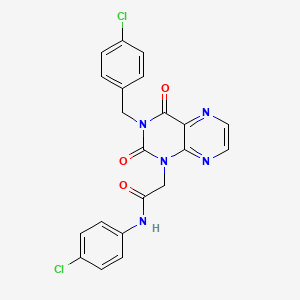 molecular formula C21H15Cl2N5O3 B1650653 2-[3-(4-chlorobenzyl)-2,4-dioxo-3,4-dihydropteridin-1(2H)-yl]-N-(4-chlorophenyl)acetamide CAS No. 1189685-81-1