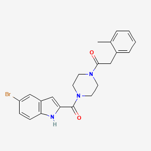 molecular formula C22H22BrN3O2 B1650656 1-[4-(5-Bromo-1H-indole-2-carbonyl)piperazin-1-YL]-2-(2-methylphenyl)ethanone CAS No. 1189693-98-8