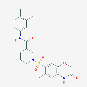 molecular formula C23H27N3O5S B1650657 N-(3,4-dimethylphenyl)-1-[(6-methyl-3-oxo-3,4-dihydro-2H-1,4-benzoxazin-7-yl)sulfonyl]piperidine-3-carboxamide CAS No. 1189694-38-9