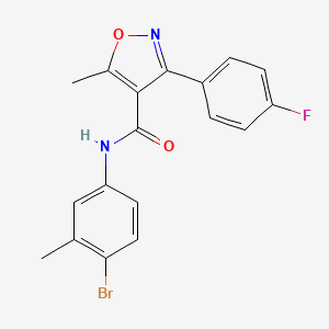 molecular formula C18H14BrFN2O2 B1650661 N-(4-bromo-3-methylphenyl)-3-(4-fluorophenyl)-5-methylisoxazole-4-carboxamide CAS No. 1189701-24-3