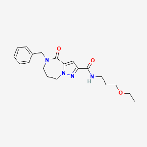 molecular formula C20H26N4O3 B1650670 5-benzyl-N-(3-ethoxypropyl)-4-oxo-5,6,7,8-tetrahydro-4H-pyrazolo[1,5-a][1,4]diazepine-2-carboxamide CAS No. 1189726-23-5