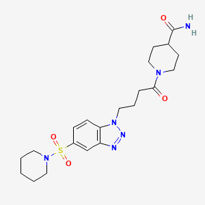 molecular formula C21H30N6O4S B1650674 1-{4-[5-(piperidin-1-ylsulfonyl)-1H-1,2,3-benzotriazol-1-yl]butanoyl}piperidine-4-carboxamide CAS No. 1189731-51-8