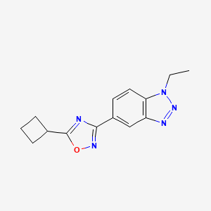 molecular formula C14H15N5O B1650676 5-(5-cyclobutyl-1,2,4-oxadiazol-3-yl)-1-ethyl-1H-1,2,3-benzotriazole CAS No. 1189734-04-0