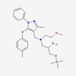 molecular formula C28H39N3O4 B1650696 1-(tert-butoxy)-3-((2-methoxyethyl){[3-methyl-5-(4-methylphenoxy)-1-phenyl-1H-pyrazol-4-yl]methyl}amino)-2-propanol CAS No. 1189924-30-8