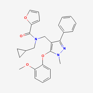molecular formula C27H27N3O4 B1650700 N~2~-(cyclopropylmethyl)-N~2~-{[5-(2-methoxyphenoxy)-1-methyl-3-phenyl-1H-pyrazol-4-yl]methyl}-2-furamide CAS No. 1189934-51-7