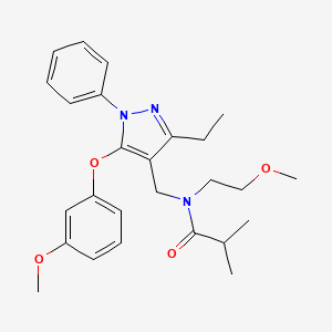 molecular formula C26H33N3O4 B1650711 N~1~-{[3-ethyl-5-(3-methoxyphenoxy)-1-phenyl-1H-pyrazol-4-yl]methyl}-N~1~-(2-methoxyethyl)-2-methylpropanamide CAS No. 1189981-67-6