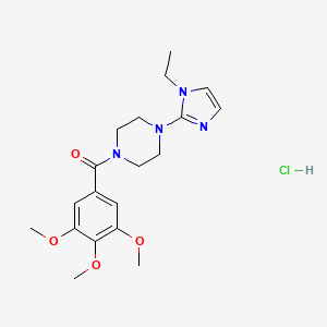 molecular formula C19H27ClN4O4 B1650713 (4-(1-ethyl-1H-imidazol-2-yl)piperazin-1-yl)(3,4,5-trimethoxyphenyl)methanone hydrochloride CAS No. 1189996-40-4