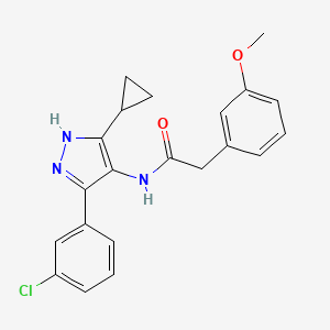 molecular formula C21H20ClN3O2 B1650724 N~1~-[5-(3-chlorophenyl)-3-cyclopropyl-1H-pyrazol-4-yl]-2-(3-methoxyphenyl)acetamide CAS No. 1190838-40-4