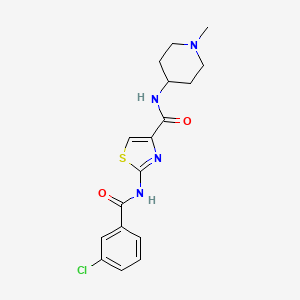 molecular formula C17H19ClN4O2S B1650732 2-[(3-chlorobenzoyl)amino]-N~4~-(1-methyl-4-piperidyl)-1,3-thiazole-4-carboxamide CAS No. 1192974-57-4