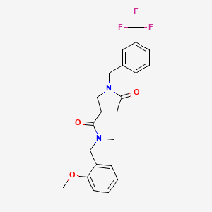 molecular formula C22H23F3N2O3 B1650759 N-[(2-methoxyphenyl)methyl]-N-methyl-5-oxo-1-{[3-(trifluoromethyl)phenyl]methyl}pyrrolidine-3-carboxamide CAS No. 1197466-22-0