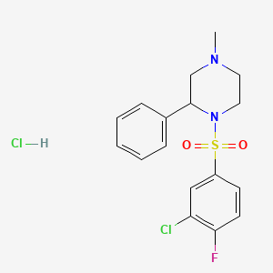 molecular formula C17H19Cl2FN2O2S B1650760 1-(3-Chloro-4-fluorophenyl)sulfonyl-4-methyl-2-phenylpiperazine;hydrochloride CAS No. 1197529-21-7