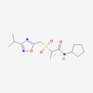 molecular formula C14H23N3O4S B1650767 N-cyclopentyl-2-{[3-(propan-2-yl)-1,2,4-oxadiazol-5-yl]methanesulfonyl}propanamide CAS No. 1197742-02-1