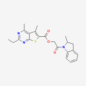 molecular formula C22H23N3O3S B1650770 2-(2-methyl-2,3-dihydro-1H-indol-1-yl)-2-oxoethyl 2-ethyl-4,5-dimethylthieno[2,3-d]pyrimidine-6-carboxylate CAS No. 1197845-12-7