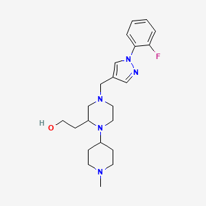 molecular formula C22H32FN5O B1650787 2-[4-{[1-(2-fluorophenyl)-1H-pyrazol-4-yl]methyl}-1-(1-methyl-4-piperidinyl)-2-piperazinyl]ethanol CAS No. 1203015-84-2