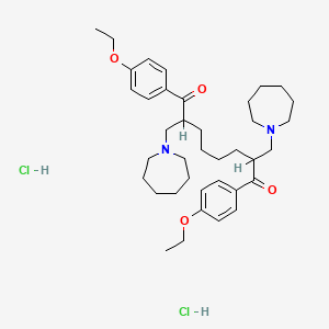 molecular formula C38H58Cl2N2O4 B1650810 1,8-Octanedione, 1,8-bis(4-ethoxyphenyl)-2,7-bis((hexahydro-1H-azepin-1-yl)methyl)-, dihydrochloride CAS No. 120698-35-3