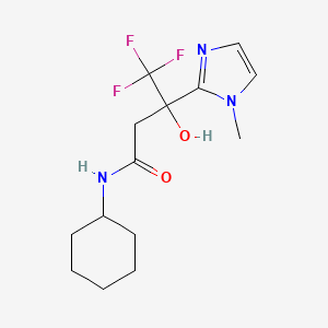 molecular formula C14H20F3N3O2 B1650822 N-cyclohexyl-4,4,4-trifluoro-3-hydroxy-3-(1-methyl-1H-imidazol-2-yl)butanamide CAS No. 1208476-81-6