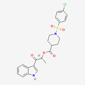 [1-(1H-indol-3-yl)-1-oxopropan-2-yl] 1-(4-chlorophenyl)sulfonylpiperidine-4-carboxylate