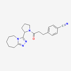 molecular formula C21H25N5O B1650836 4-[3-oxo-3-(2-{5H,6H,7H,8H,9H-[1,2,4]triazolo[4,3-a]azepin-3-yl}pyrrolidin-1-yl)propyl]benzonitrile CAS No. 1209962-90-2