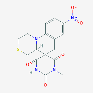 molecular formula C16H16N4O5S B1650841 1-Methyl-8'-nitrospiro[1,3-diazinane-5,5'-2,4,4a,6-tetrahydro-1H-[1,4]thiazino[4,3-a]quinoline]-2,4,6-trione CAS No. 1210220-81-7