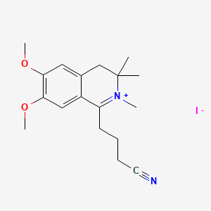 molecular formula C18H25IN2O2 B1650849 3,4-Dihydro-1-(3-cyanopropyl)-6,7-dimethoxy-2,3,3-trimethylisoquinolinium iodide CAS No. 121064-28-6