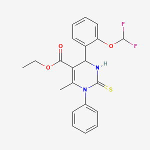 5-Pyrimidinecarboxylic acid, 1,2,3,4-tetrahydro-4-(2-(difluoromethoxy)phenyl)-6-methyl-1-phenyl-2-thioxo-, ethyl ester