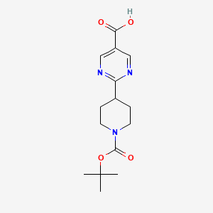molecular formula C15H21N3O4 B1650873 2-[1-[(2-Methylpropan-2-yl)oxycarbonyl]piperidin-4-yl]pyrimidine-5-carboxylic acid CAS No. 1211536-78-5