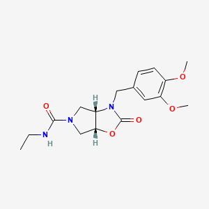 molecular formula C17H23N3O5 B1650910 (3aS,6aR)-3-[(3,4-dimethoxyphenyl)methyl]-N-ethyl-2-oxo-3a,4,6,6a-tetrahydropyrrolo[3,4-d][1,3]oxazole-5-carboxamide CAS No. 1212264-67-9