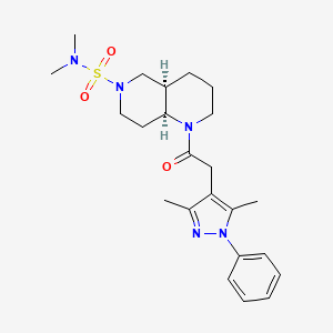 molecular formula C23H33N5O3S B1650920 (4aR,8aS)-1-[2-(3,5-dimethyl-1-phenylpyrazol-4-yl)acetyl]-N,N-dimethyl-2,3,4,4a,5,7,8,8a-octahydro-1,6-naphthyridine-6-sulfonamide CAS No. 1212327-48-4