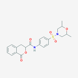 molecular formula C22H24N2O6S B1650924 N-{4-[(2,6-dimethylmorpholin-4-yl)sulfonyl]phenyl}-1-oxo-3,4-dihydro-1H-2-benzopyran-3-carboxamide CAS No. 1212402-68-0