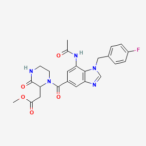 molecular formula C24H24FN5O5 B1650936 methyl (1-{[7-(acetylamino)-1-(4-fluorobenzyl)-1H-benzimidazol-5-yl]carbonyl}-3-oxo-2-piperazinyl)acetate CAS No. 1214036-21-1