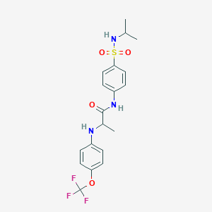 molecular formula C19H22F3N3O4S B1650964 N-[4-(propan-2-ylsulfamoyl)phenyl]-2-[4-(trifluoromethoxy)anilino]propanamide CAS No. 1214672-17-9