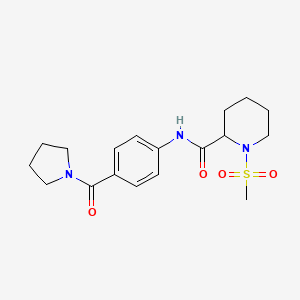 molecular formula C18H25N3O4S B1650966 1-methanesulfonyl-N-[4-(pyrrolidine-1-carbonyl)phenyl]piperidine-2-carboxamide CAS No. 1214691-00-5