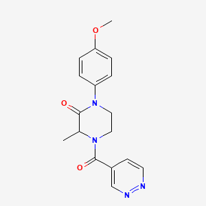 molecular formula C17H18N4O3 B1650970 1-(4-Methoxyphenyl)-3-methyl-4-(pyridazine-4-carbonyl)piperazin-2-one CAS No. 1214812-01-7