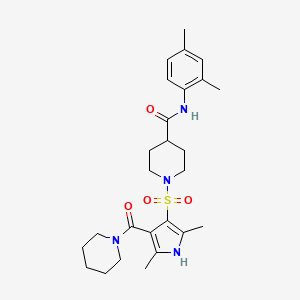 molecular formula C26H36N4O4S B1650982 N-(2,4-dimethylphenyl)-1-{[2,5-dimethyl-4-(piperidin-1-ylcarbonyl)-1H-pyrrol-3-yl]sulfonyl}piperidine-4-carboxamide CAS No. 1215370-27-6