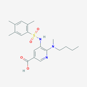 molecular formula C20H27N3O4S B1650985 6-[Butyl(methyl)amino]-5-{[(2,4,5-trimethylphenyl)sulfonyl]amino}nicotinic acid CAS No. 1215670-89-5