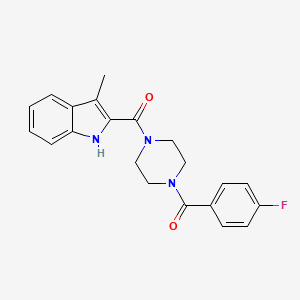 molecular formula C21H20FN3O2 B1650987 (4-fluorophenyl)-[4-(3-methyl-1H-indole-2-carbonyl)piperazin-1-yl]methanone CAS No. 1215764-13-8