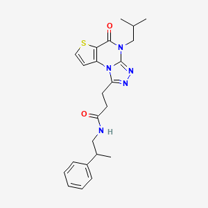 molecular formula C23H27N5O2S B1650988 3-(4-isobutyl-5-oxo-4,5-dihydrothieno[2,3-e][1,2,4]triazolo[4,3-a]pyrimidin-1-yl)-N-(2-phenylpropyl)propanamide CAS No. 1215813-41-4