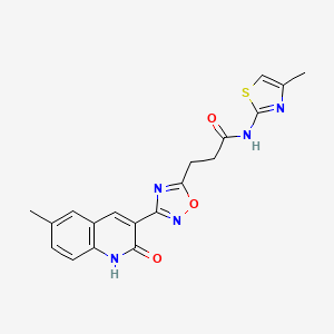 molecular formula C19H17N5O3S B1650994 3-[3-(2-hydroxy-6-methylquinolin-3-yl)-1,2,4-oxadiazol-5-yl]-N-(4-methyl-1,3-thiazol-2-yl)propanamide CAS No. 1216540-19-0