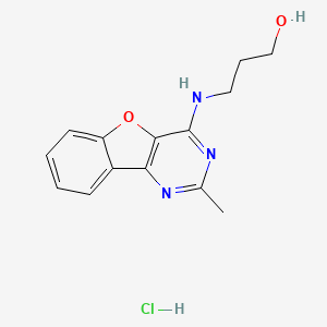 molecular formula C14H16ClN3O2 B1650998 3-((2-Methylbenzofuro[3,2-d]pyrimidin-4-yl)amino)propan-1-ol hydrochloride CAS No. 1216620-66-4