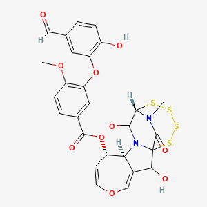 [(2R,8S,9S,12S)-2-Hydroxy-18-methyl-11,17-dioxo-5-oxa-13,14,15,16-tetrathia-10,18-diazatetracyclo[10.4.2.01,10.03,9]octadeca-3,6-dien-8-yl] 3-(5-formyl-2-hydroxyphenoxy)-4-methoxybenzoate