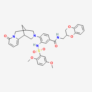 N-(2,3-dihydro-1,4-benzodioxin-2-ylmethyl)-3-{[(2,5-dimethoxyphenyl)sulfonyl]amino}-4-(8-oxo-1,5,6,8-tetrahydro-2H-1,5-methanopyrido[1,2-a][1,5]diazocin-3(4H)-yl)benzamide